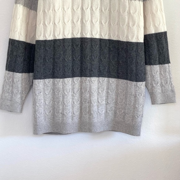 Vintage William Kasper Cashmere Oversized Cabled Cardigan Sweater Neutral Stripe - Picture 6 of 14